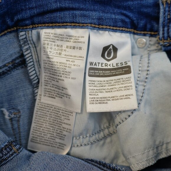 Levi's Slimming Straight Blue Denim Jeans Stone Wash Whiskering -24- 25 / 30 Mid - Picture 8 of 9